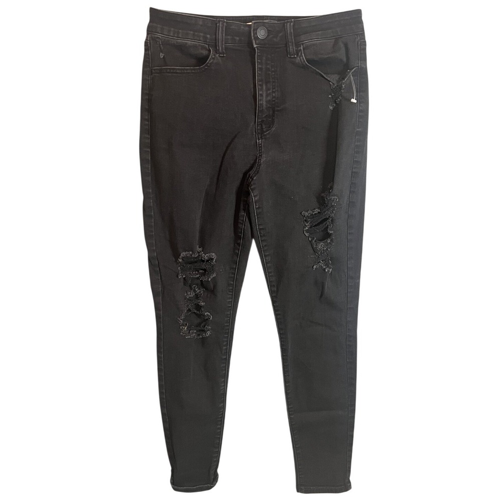 Sol‎ Super High Rise Distressed Jegging Black Jeans Women's Size 11/30W Skinny